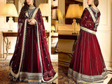 Heavy Embroidered Chiffon Party Wear Maxi Dress 2023 (DZ16740)