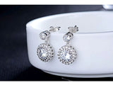 Classic 925 Sterling Silver Gemstone Diamonds Earrings (DZ16742)