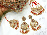 Bridal Collar Choker Necklace Set with Earrings, Jhumar and Maang Teeka (DZ16744)