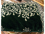 Heavy Embroidered Cutwork Green Bridal Velvet Shawl (DZ16749)