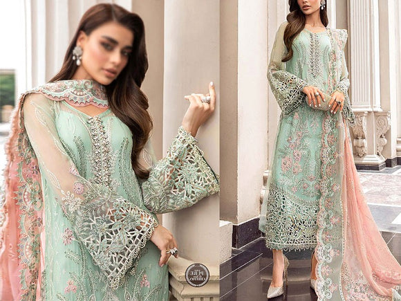 Luxury Handwork Heavy Embroidered Chiffon Wedding Dress 2023 (DZ16753)