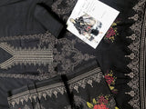Embroidered Black Dhanak Dress with Dhanak Shawl Dupatta (DZ16776)