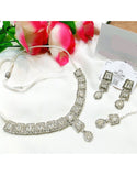Indian Style Zircon Studded Silver Party Wear Jewellery Set (DZ16781)