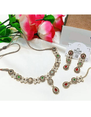 Indian Style Zircon Studded Party Wear Jewellery Set (DZ16785)