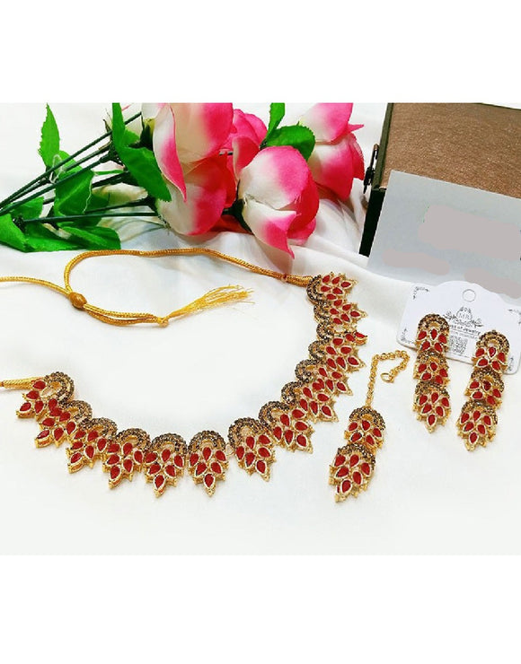 Indian Style Zircon Studded Party Wear Jewellery Set (DZ16787)