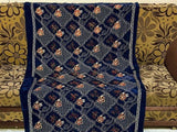 Heavy Embroidered Navy Blue Bridal Velvet Shawl (DZ16792)
