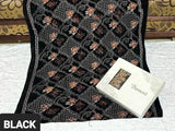 Heavy Embroidered Black Bridal Velvet Shawl (DZ16794)