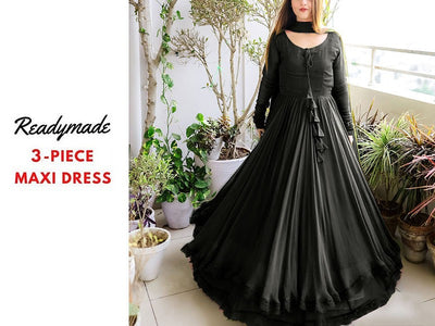Readymade 3-Piece Chiffon Maxi Dress with Chiffon Dupatta (DZ16799)