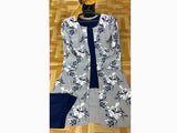 3-Piece Readymade Floral Print Gown Style Silk Dress (DZ16800)