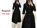 Readymade Linen Shirt for Girls - Black (DZ16804)