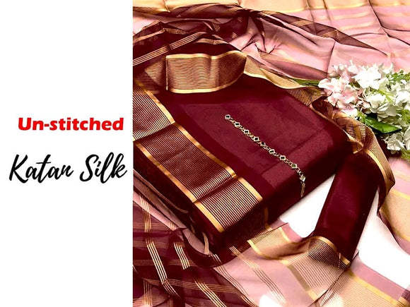 Banarsi Style Katan Silk Dress with Lining Organza Dupatta (DZ16817)