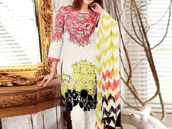 Elegant Embroidered Karandi Dress with Karandi Shawl (DZ16834)