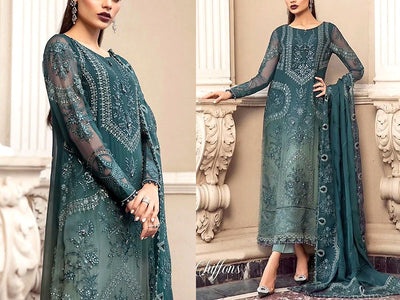 Luxury Handwork Heavy Embroidered Chiffon Wedding Dress 2023 (DZ16837)