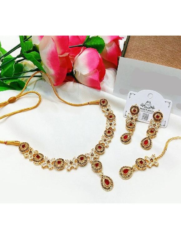 Indian Style Zircon Studded Party Wear Jewellery Set (DZ16841)