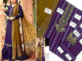 Heavy Embroidered Purple Chiffon Wedding Dress 2023 (DZ16847)
