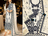 Heavy Embroidered White Chiffon Party Wear Dress 2023 (DZ16852)