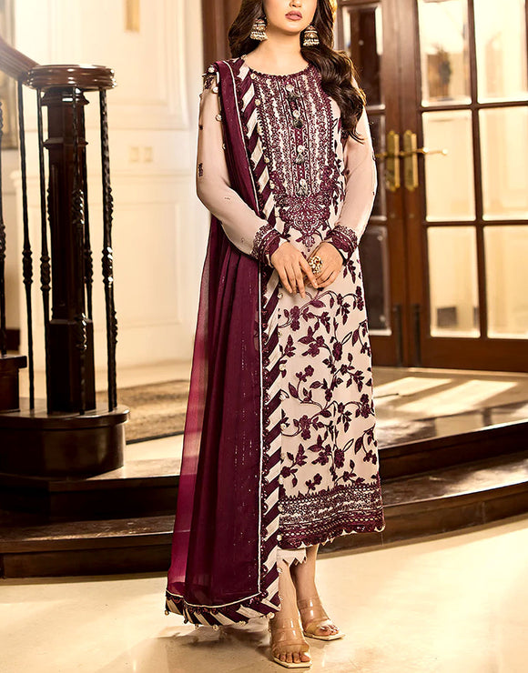 Luxury Embroidered Chiffon Wedding Dress 2024 (DZ16853)
