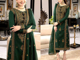 Heavy Embroidered Green Chiffon Wedding Dress 2024 (DZ16857)