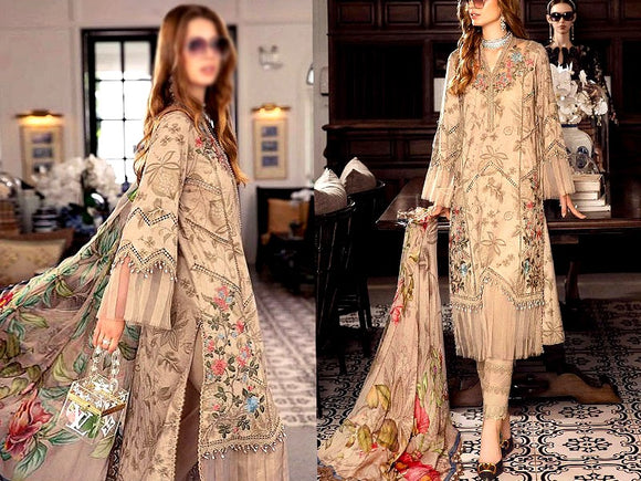 Elegant Embroidered Lawn Suit 2024 with Printed Chiffon Dupatta (DZ16877)