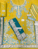 Heavy Embroidered Organza Party Wear Dress 2025 (DZ16898)