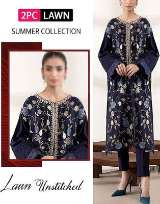 Elegant 2-Piece Heavy Embroidered Lawn Dress (DZ16902)