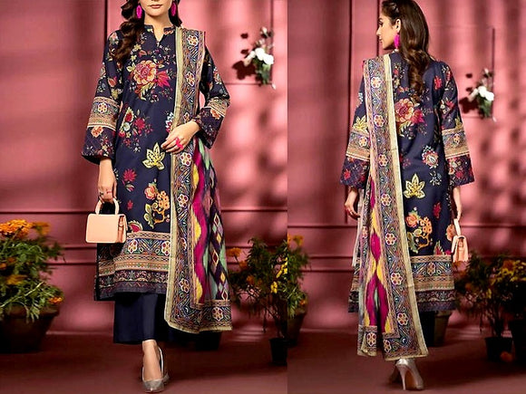 Digital All-Over Floral Print Lawn Suit with Lawn Dupatta (DZ16927)