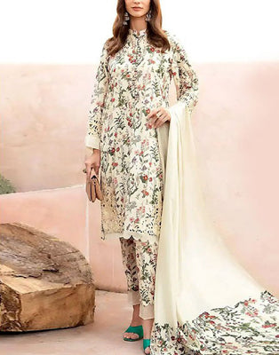 Elegant Embroidered Lawn Dress with Chiffon Dupatta (DZ16929)