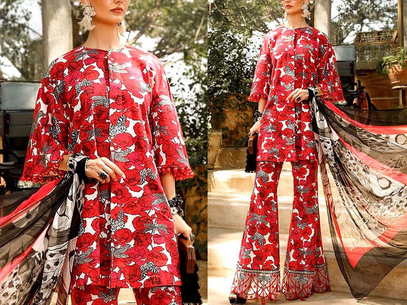 Trendy All-Over Printed Lawn Suit 2024 with Digital Print Silk Dupatta (DZ16943)