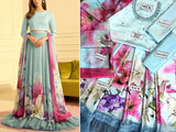 Digital Floral Print Silk Maxi Dress with Printed Silk Dupatta (DZ16947)