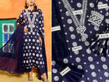 Polka-Dot Print Embroidered Lawn Dress with Chiffon Dupatta (DZ16969)