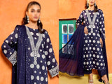 Polka-Dot Print Embroidered Lawn Dress with Chiffon Dupatta (DZ16969)
