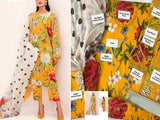 Digital Print Embroidered Lawn Dress  with Silk Dupatta (DZ16974)