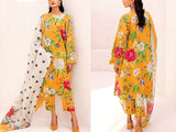 Digital Print Embroidered Lawn Dress  with Silk Dupatta (DZ16974)