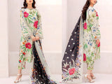 Digital Print Embroidered Lawn Suit with Silk Dupatta (DZ16975)