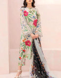 Digital Print Embroidered Lawn Suit with Silk Dupatta (DZ16975)