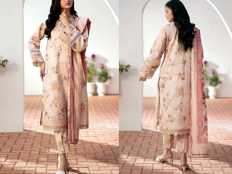 Digital All-Over Print Lawn Dress with Lawn Dupatta (DZ17029