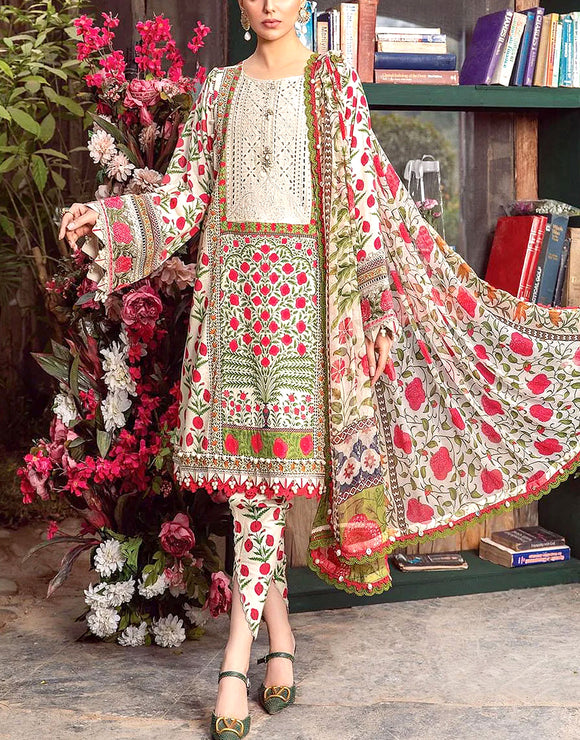 Heavy Schiffli Embroidered EID Lawn Dress with Chiffon Dupatta (DZ17035)