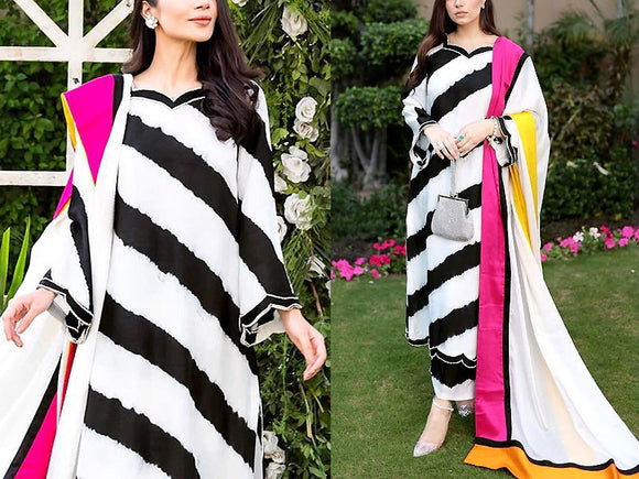 Digital All-Over Print Premium Quality EID Lawn Dress with Voil Lawn Dupatta (DZ17044)