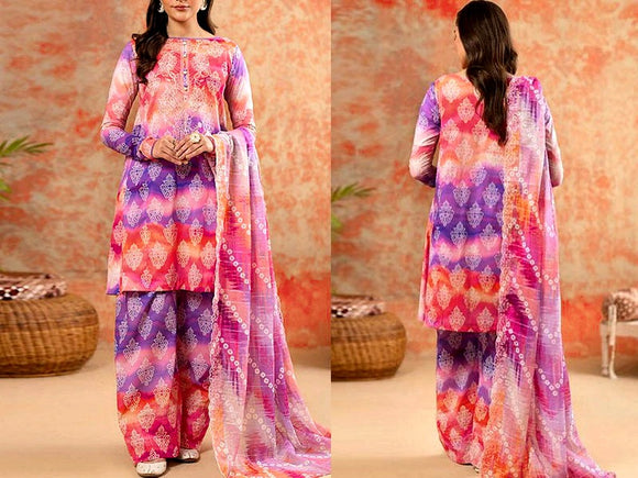 Digital All-Over Chunri Print Lawn Dress with Diamond Dupatta (DZ17052)