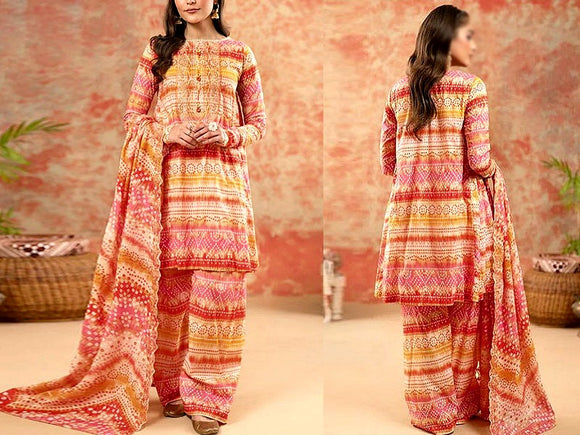 Digital All-Over Chunri Print Lawn Dress with Diamond Dupatta (DZ17053)