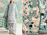 Digital All-Over Print Embroidered Lawn Dress with Silk Dupatta (DZ17066)
