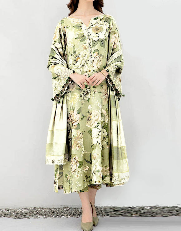 Trendy All-Over Digital Print Lawn Suit with Lawn Dupatta (DZ17236)