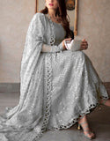 Heavy Embroidered Formal Chiffon Wedding Dress (DZ17509)