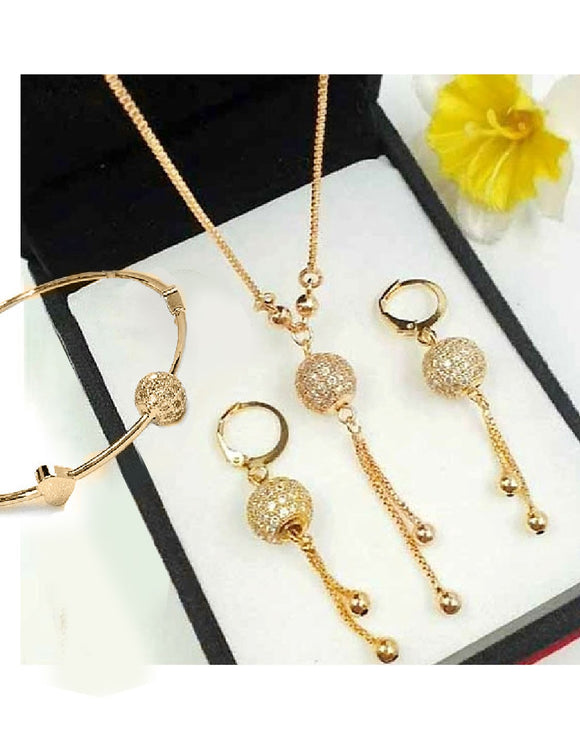 Adorable Ball Shaped Zircon Jewelry Set with Bracelet & Earrings (DZ17516)