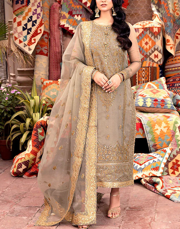 Heavy Embroidered Formal Organza Party Dress (DZ17820) DressyZone.com Heavy Embroidered Formal Organza Party Dress (DZ17820) DressyZone.com