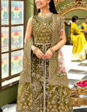 Luxurious Heavy Embroidered Organza Bridal Mehndi Dress (DZ17546)
