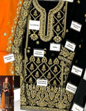 Luxury Heavy Embroidered Black Chiffon Wedding Wear Dress (DZ17548)