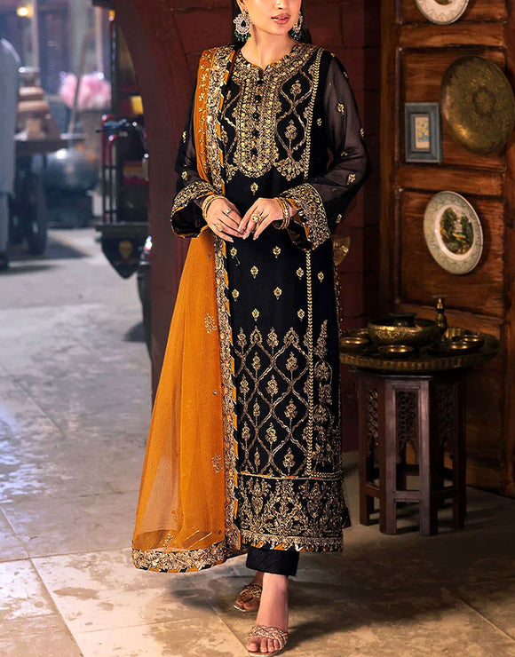 Luxury Heavy Embroidered Black Chiffon Wedding Wear Dress (DZ17548) DressyZone.com Luxury Heavy Embroidered Black Chiffon Wedding Wear Dress (DZ17548) DressyZone.com