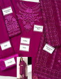 Fancy Embroidered Chiffon Party Wear Dress with Silk Trouser (DZ17619)