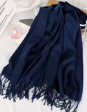 Winter Cashmere Wool Scarf for Girls - Navy Blue (DZ17627)